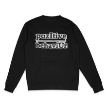 Load image into Gallery viewer, pozItive behaviŪr-Black Crew Neck with Black and White Chenille