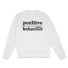 Load image into Gallery viewer, pozItive behaviŪr-White Crew Neck with Black and White Chenille