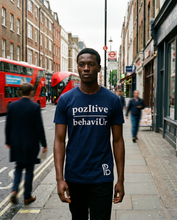 Load image into Gallery viewer, pozItive behaviŪr tee-Navy Blue