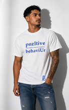 Load image into Gallery viewer, pozItive behaviŪr tee-White with Blue