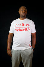 Load image into Gallery viewer, pozItive behaviŪr tee-White with Red
