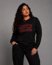 Load image into Gallery viewer, pozItive behaviŪr-Black Crew Neck with Black and Red Chenille
