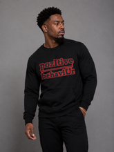 Load image into Gallery viewer, pozItive behaviŪr-Black Crew Neck with Black and Red Chenille
