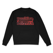 Load image into Gallery viewer, pozItive behaviŪr-Black Crew Neck with Black and Red Chenille
