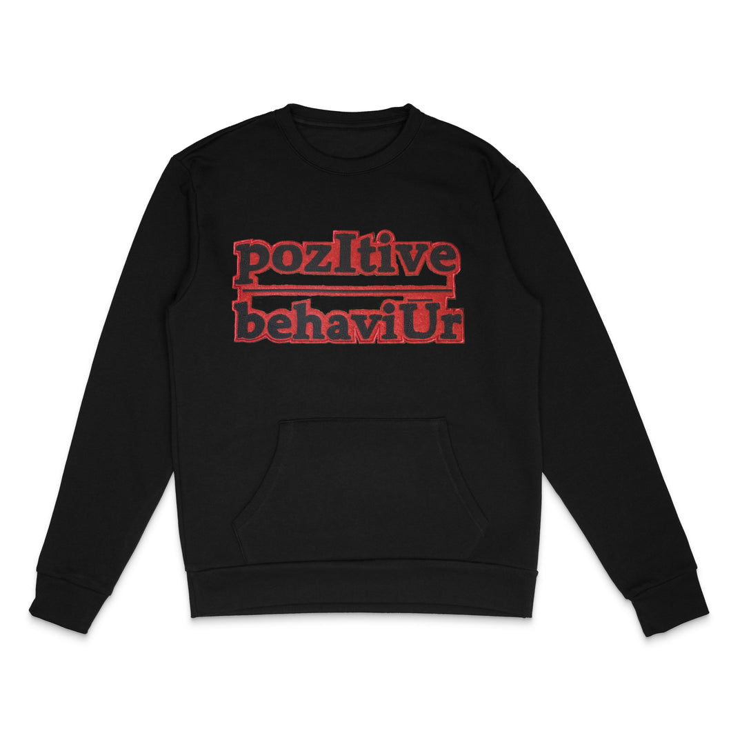 pozItive behaviŪr-Black Crew Neck with Black and Red Chenille