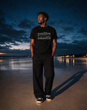 Load image into Gallery viewer, pozItive behaviŪr tee-Black Embroidered
