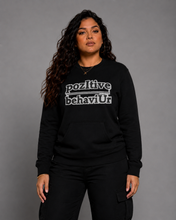 Load image into Gallery viewer, pozItive behaviŪr-Black Crew Neck with Black and White Chenille
