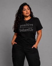 Load image into Gallery viewer, pozItive behaviŪr tee-Black Embroidered
