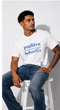Load image into Gallery viewer, pozItive behaviŪr tee-White with Blue
