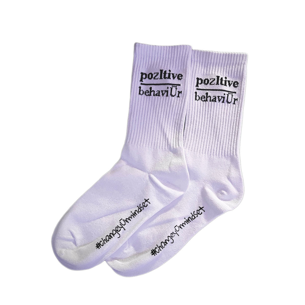 pozItive behaviŪr Socks-White with Black