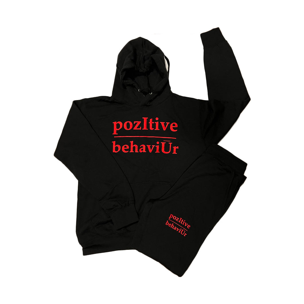 pozItive behaviŪr Jogger Set-Black with Red